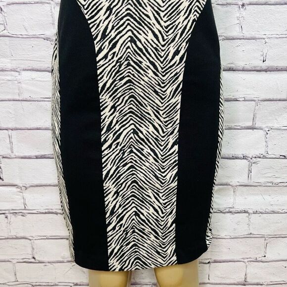 Ivanka Trump Womens Black Off-White Zebra Print Color Block Sheath Dress Size 8 - Picture 3 of 9